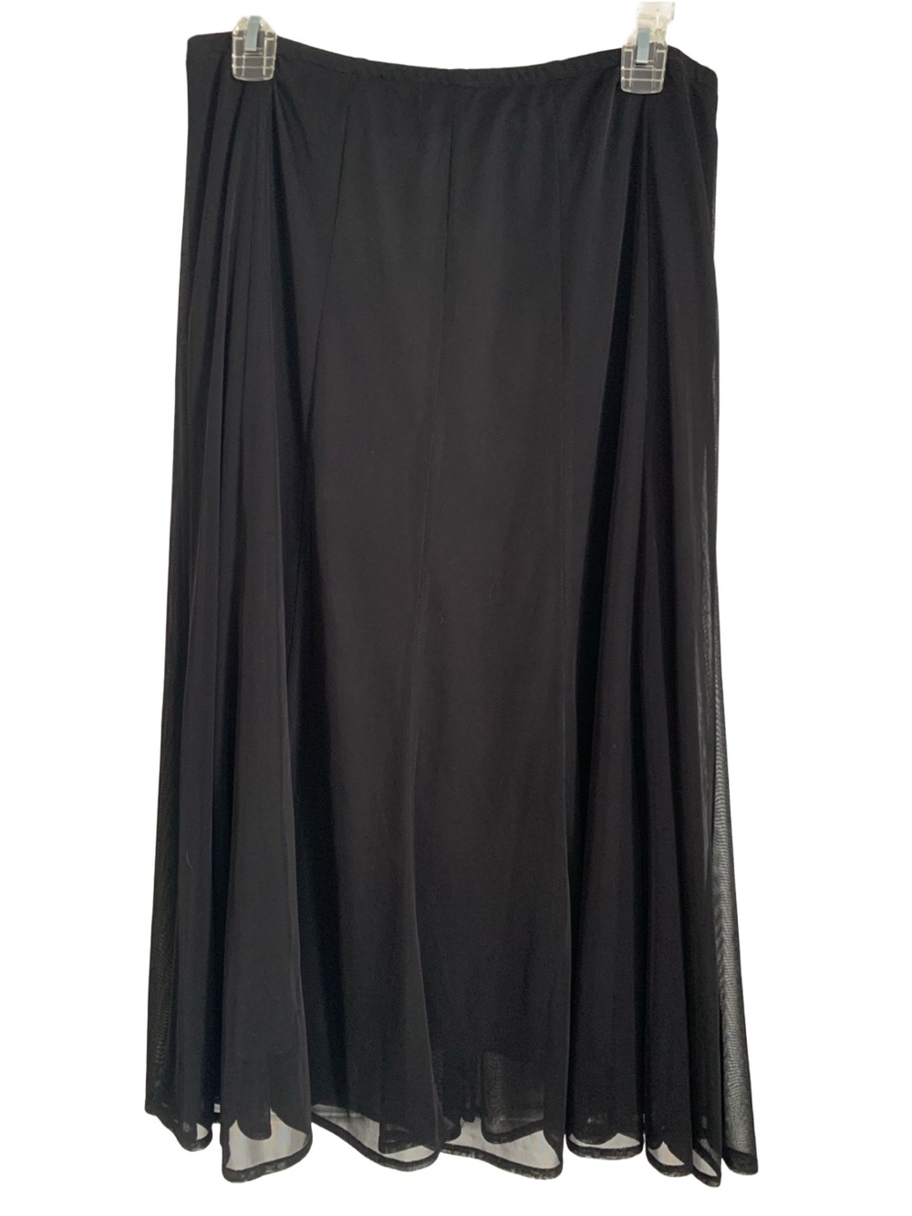 DRESS BARN Women’s Black Chiffon Overlay Elastic Waist Midi Skirt